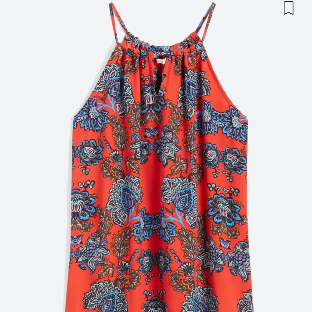 Collective Concepts Orange and Blue Floral Tank Top
